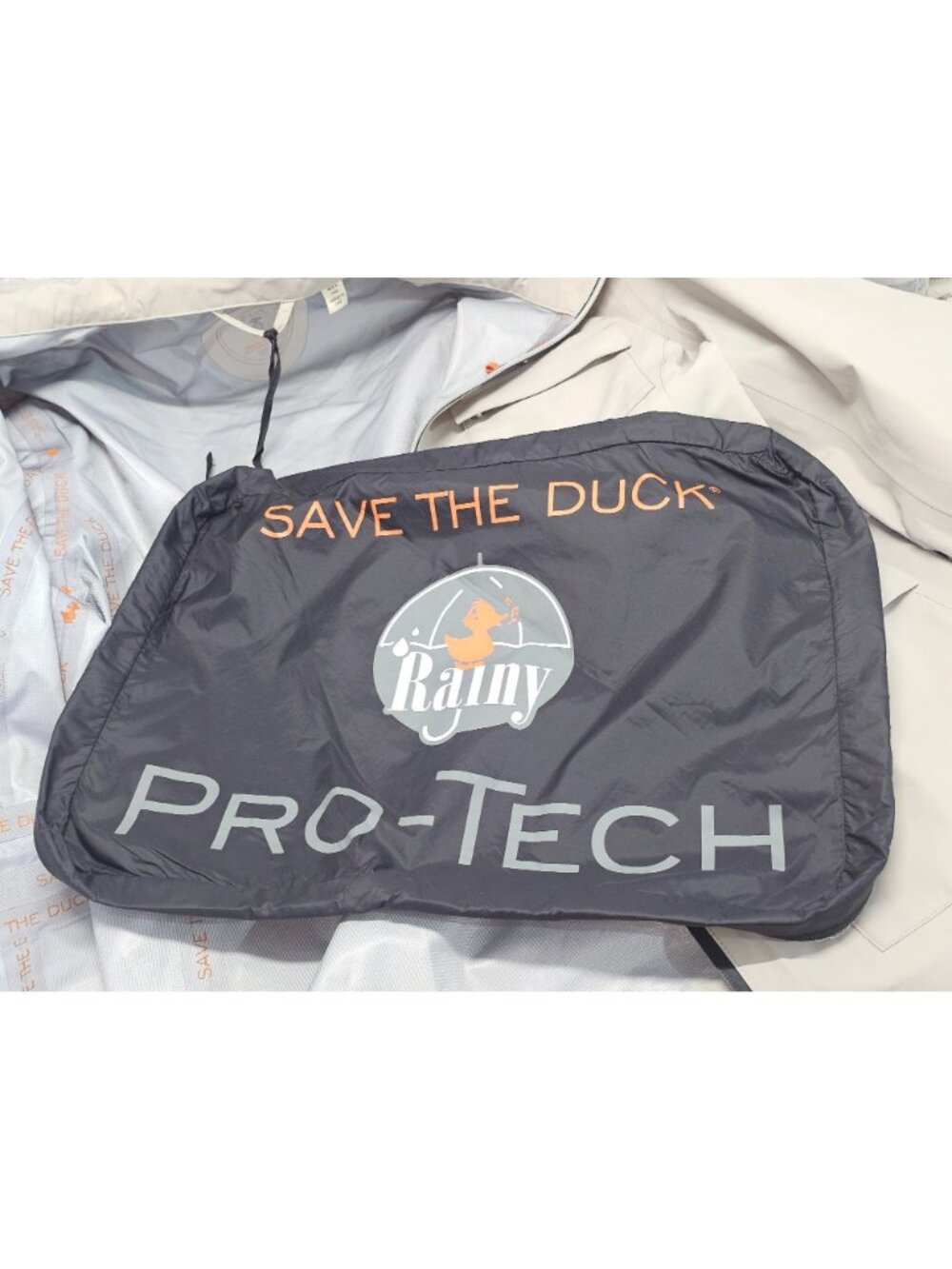 NWT Save The Duck Women's Beige Pro-Tech Waterproof Hooded Jacket Size 4 2616 - Picture 5 of 13